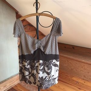 Bandolino Brown Beige Floral Tank Top, EUC, 20W